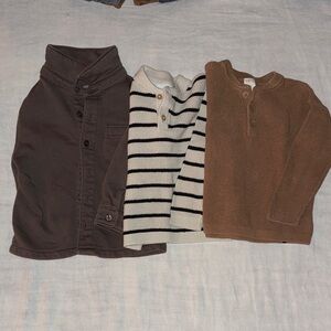 Set of Three Kids' Sweaters - Brown, Striped, and Tan